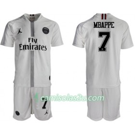 Camisolas de Futebol Paris Saint-Germain Mbappe 7 Jodan Branco Criança Equipamento 3ª 2018/19 Manga Curta